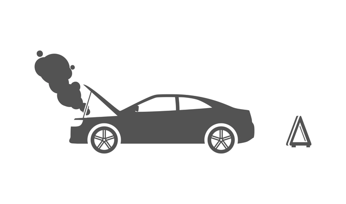 Car crash composition with black icon of accidental event on blank background vector illustration