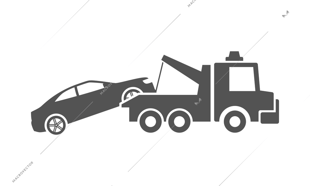 Car crash composition with black icon of accidental event on blank background vector illustration