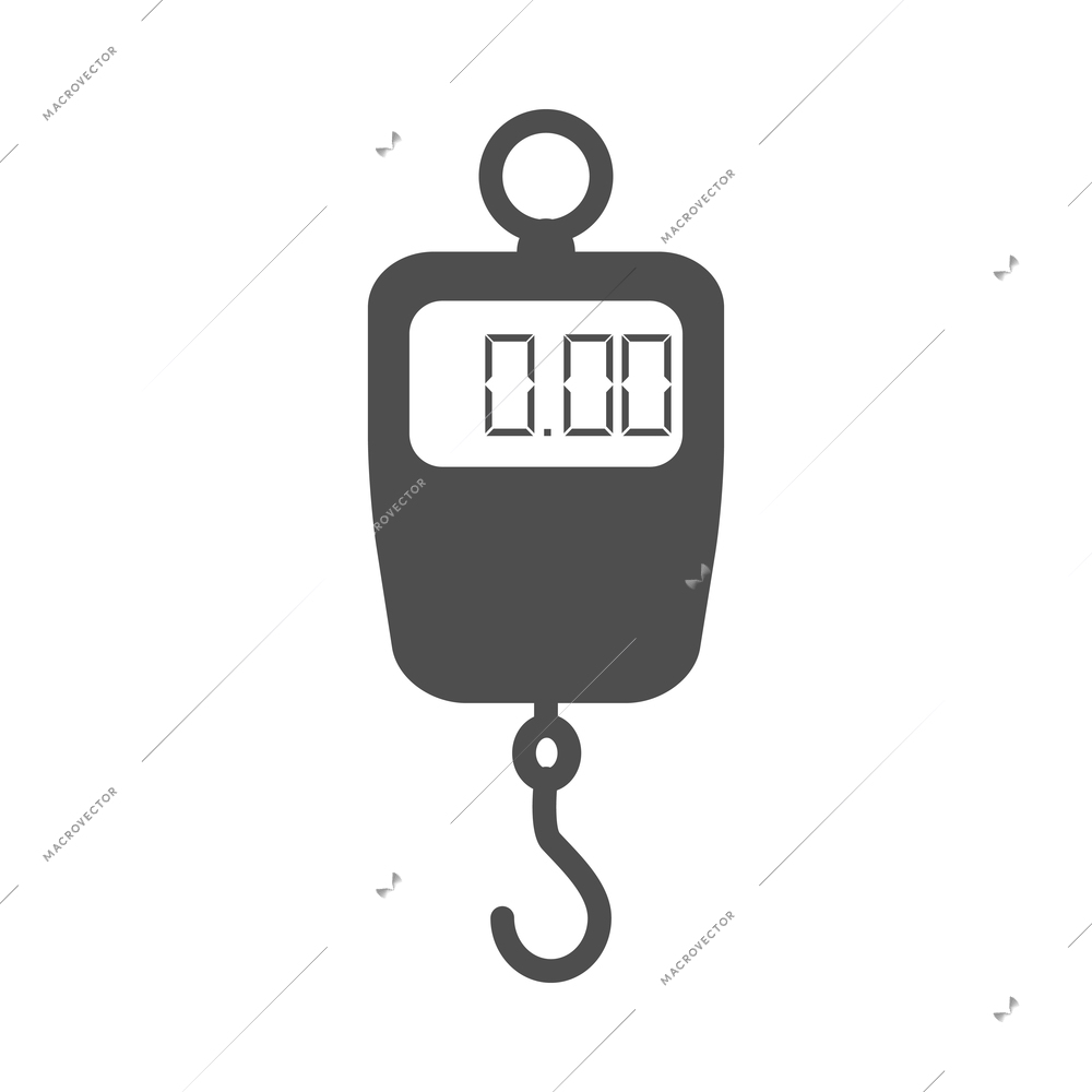 Scales weight composition with monochrome icon of measurement appliance isolated on blank background vector illustration