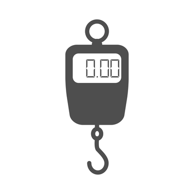 Scales weight composition with monochrome icon of measurement appliance isolated on blank background vector illustration