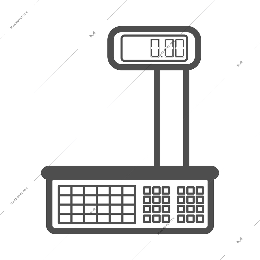 Scales weight composition with monochrome icon of measurement appliance isolated on blank background vector illustration