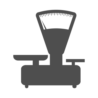 Scales weight composition with monochrome icon of measurement appliance isolated on blank background vector illustration