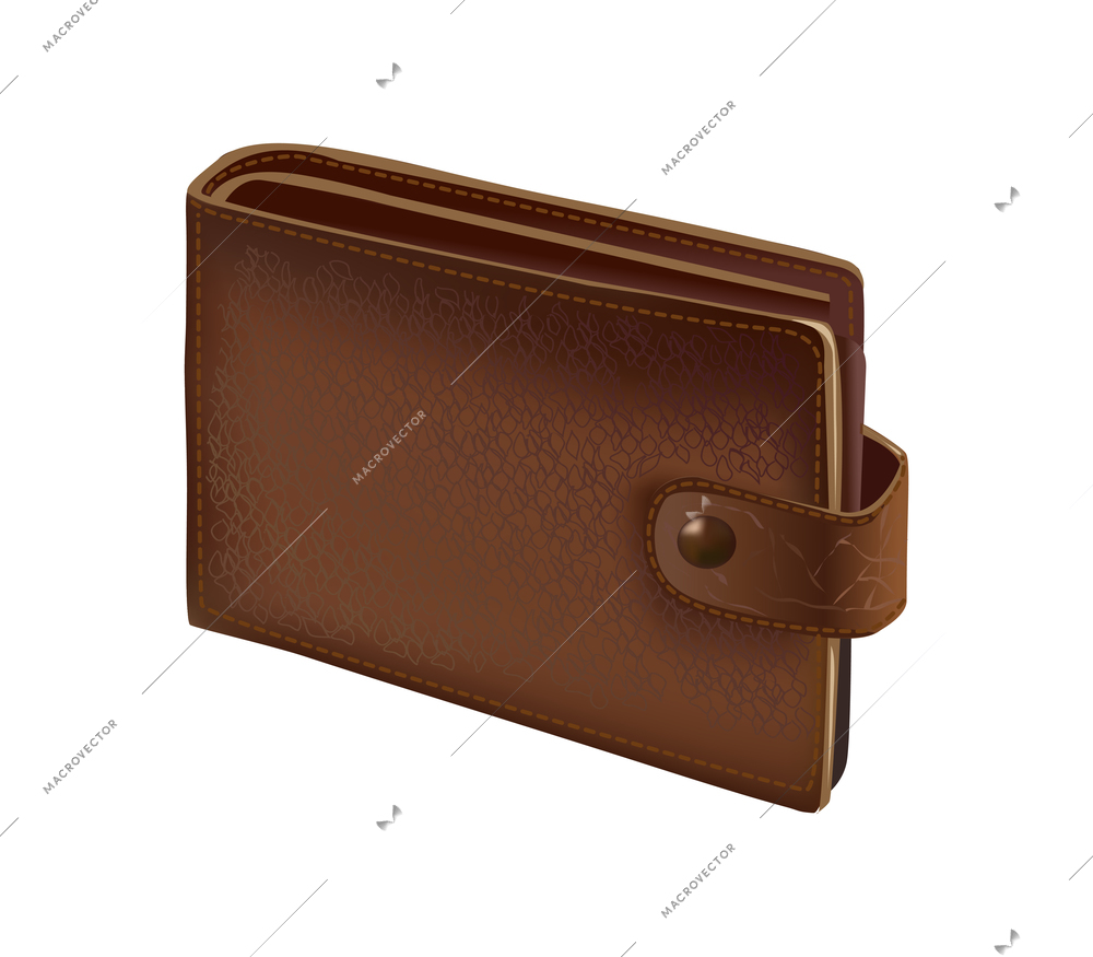 Leather wallet composition with isolated image of classic wallet for credit cards and banknotes vector illustration