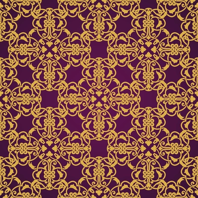 Seamless yellow and violet pattern in arabic or muslim style vector illustration