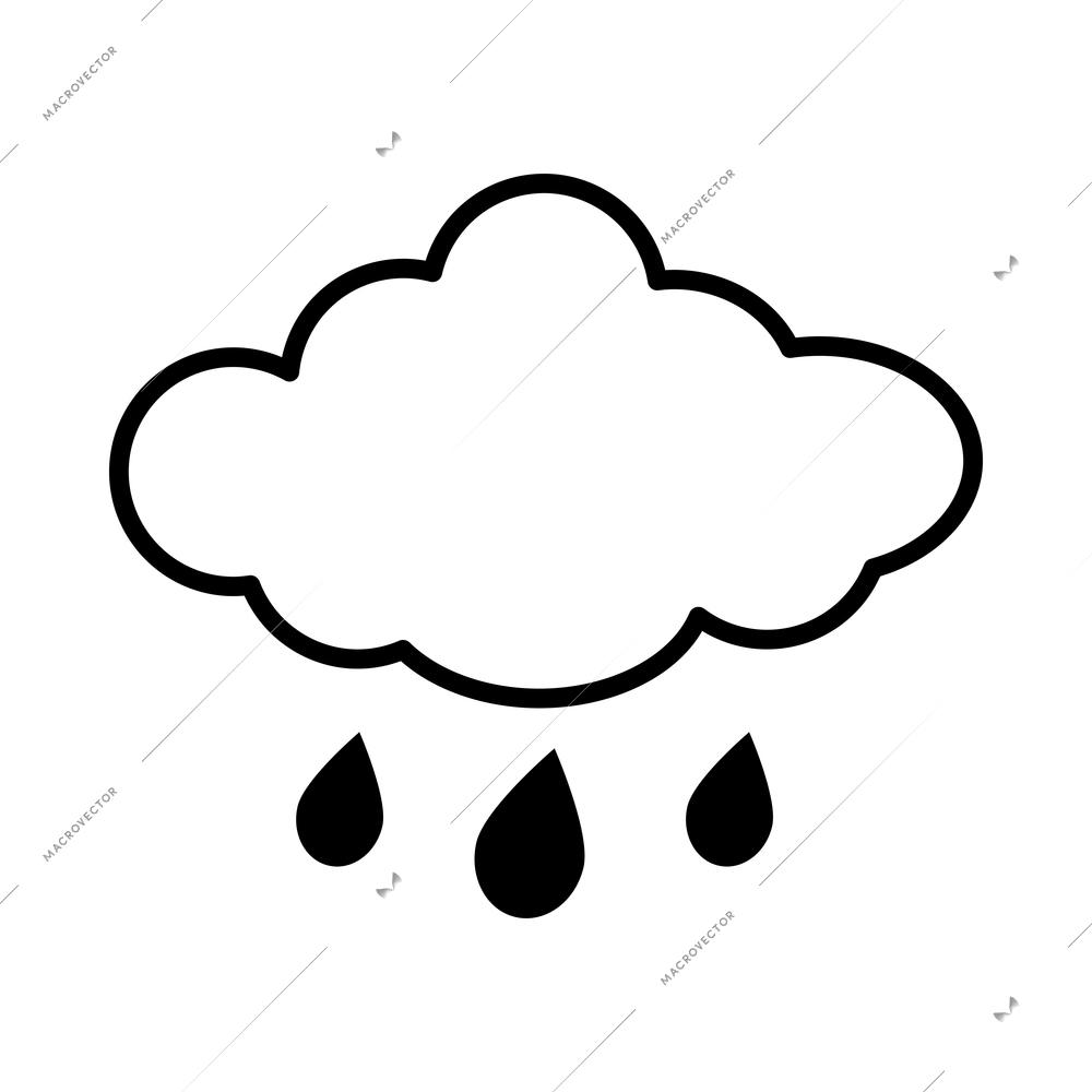 Weather outline composition with contour forecast symbol pictogram isolated on blank background vector illustration