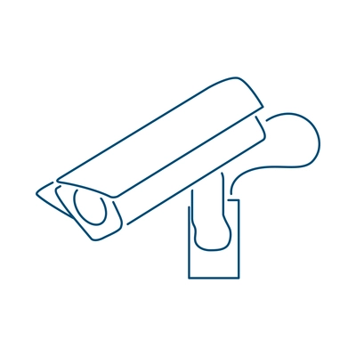 Security camera composition with contour image of surveillance monitoring appliance outline icon vector illustration