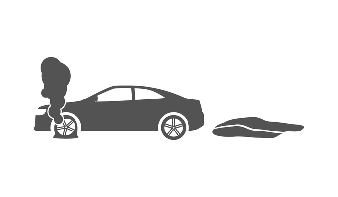 Car crash composition with black icon of accidental event on blank background vector illustration