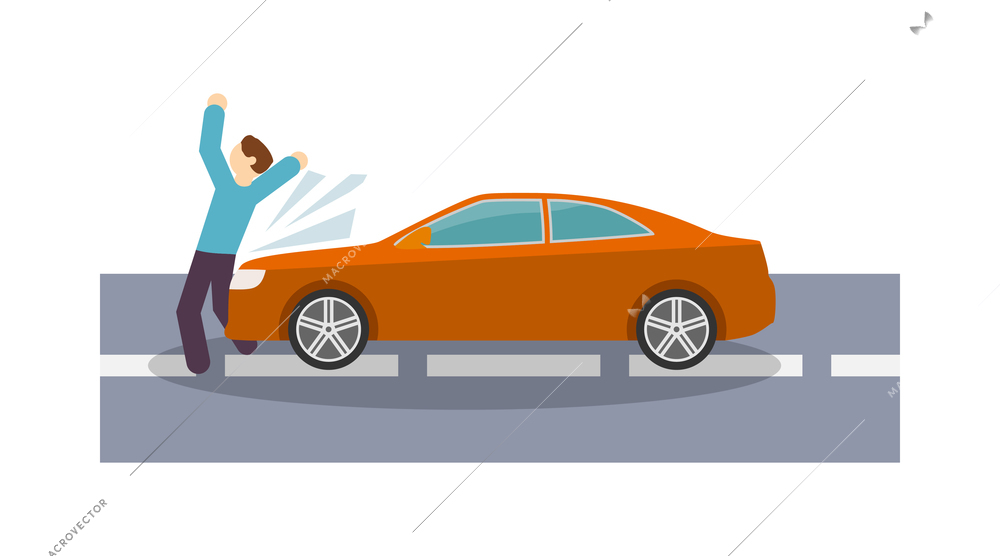 Car crash composition with colorful view of accidental event on blank background vector illustration