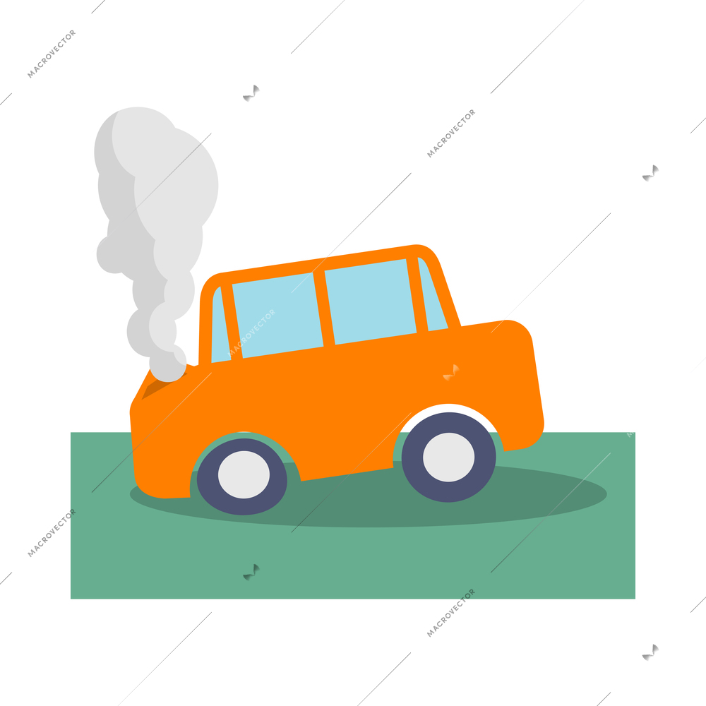 Car crash composition with cartoon view of accidental event on blank background vector illustration