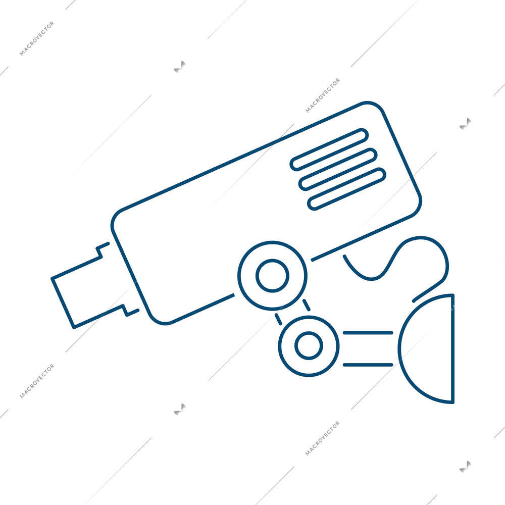 Security camera composition with contour image of surveillance monitoring appliance outline icon vector illustration