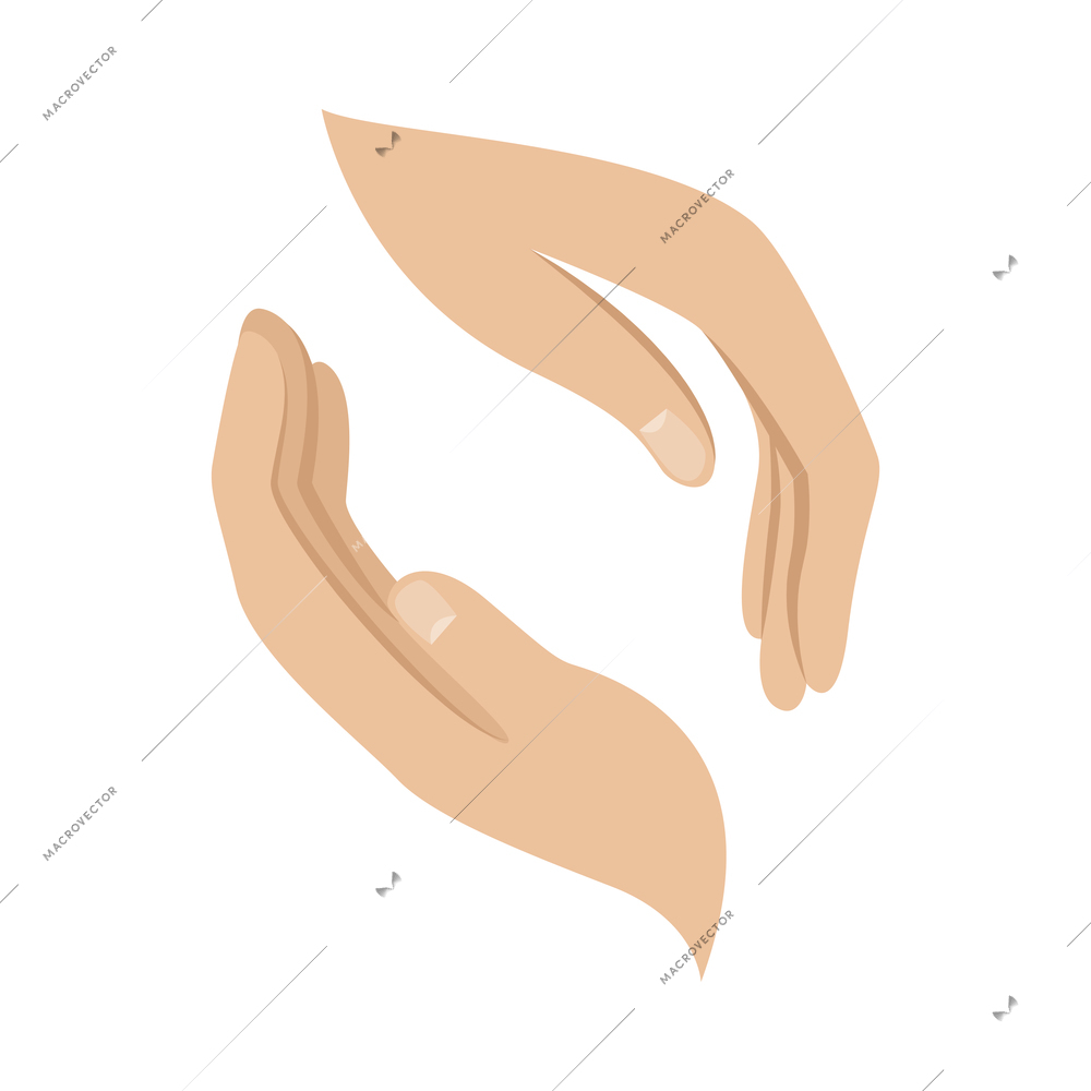 Hand hold and protect composition with isolated colorful gesture icon on blank background vector illustration