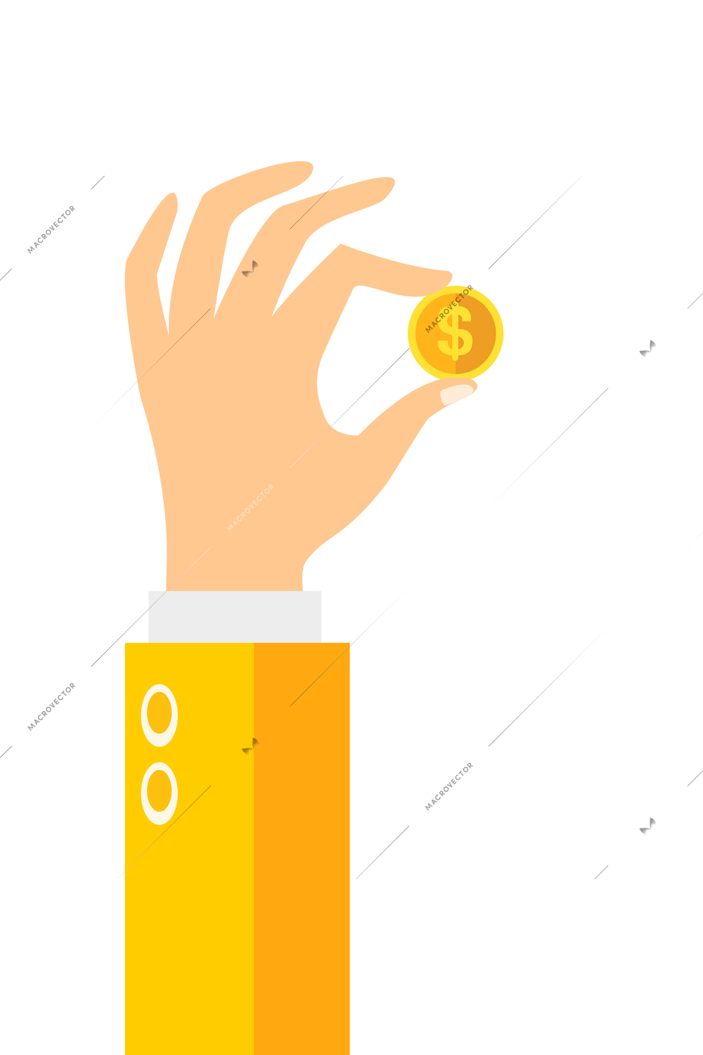 Business hands composition with view of human hand in smart suit on blank background vector illustration