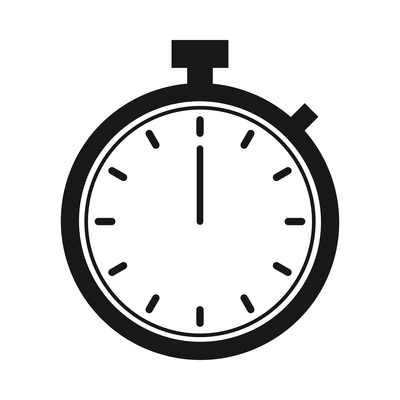 Time management monochrome composition with isolated black icon on blank background vector illustration