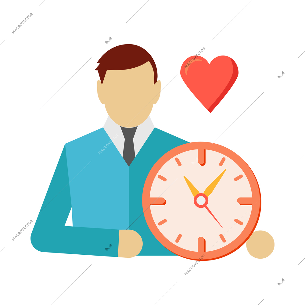 Time management color composition with isolated conceptual icon on blank background vector illustration