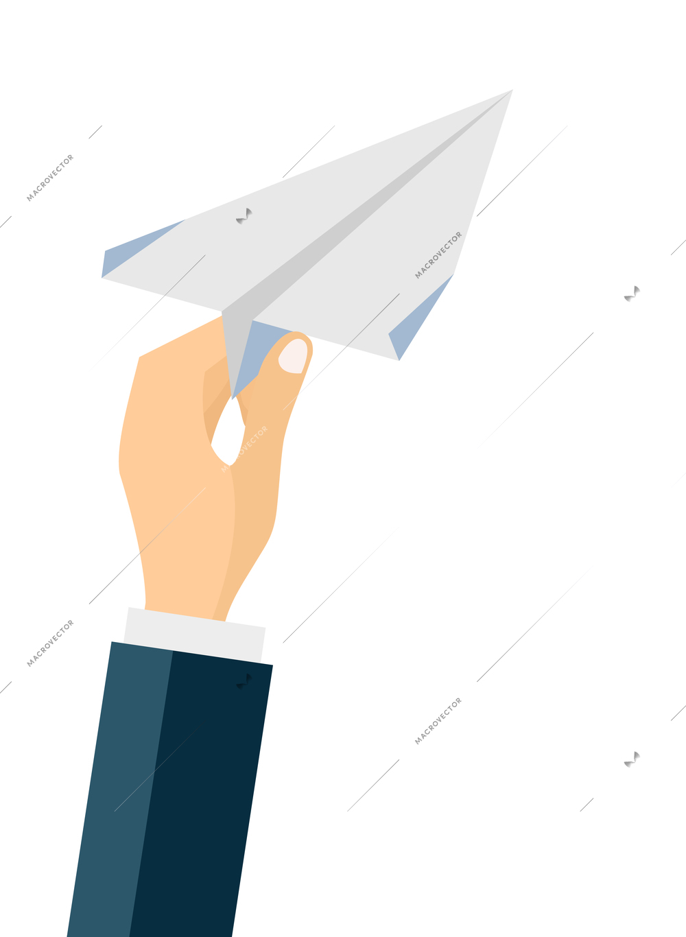 Business hands composition with view of human hand in smart suit on blank background vector illustration