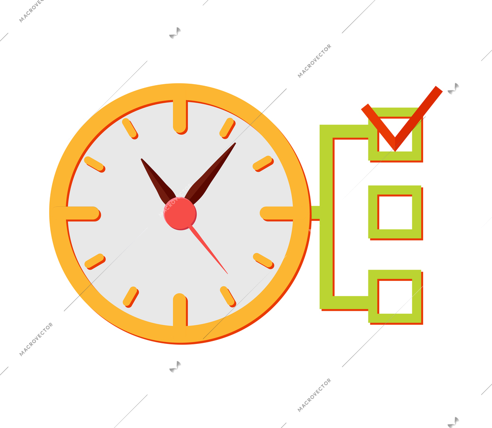 Time management color composition with isolated conceptual icon on blank background vector illustration