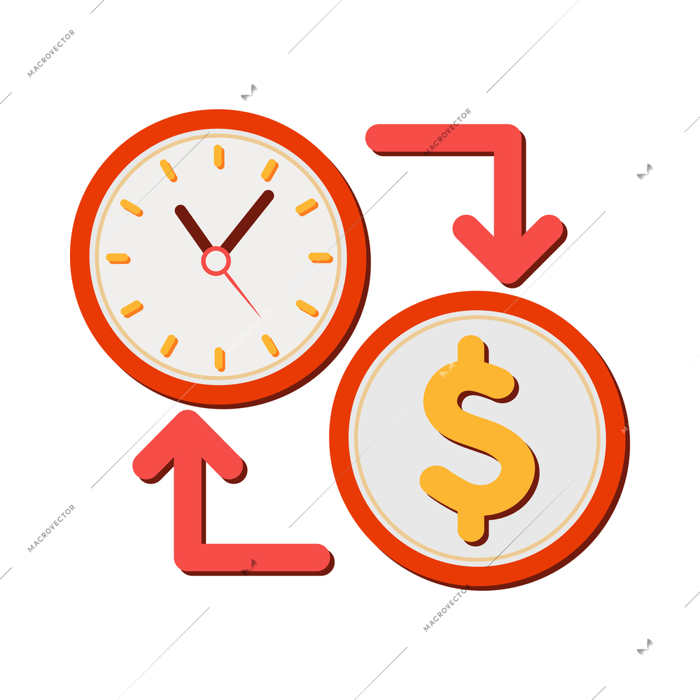 Time management color composition with isolated conceptual icon on blank background vector illustration