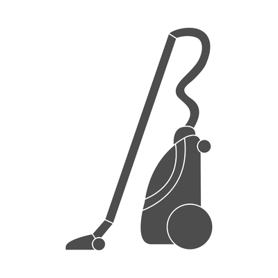 Cleaning composition with isolated black image of housework equipment on blank background vector illustration