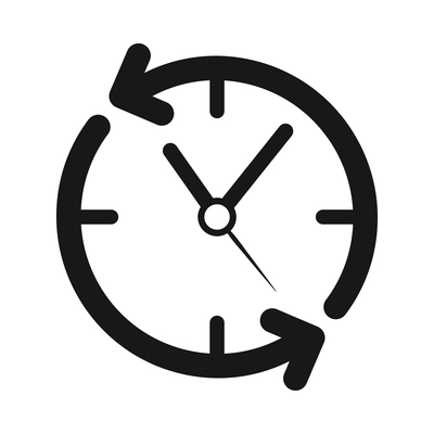 Time management monochrome composition with isolated black icon on blank background vector illustration