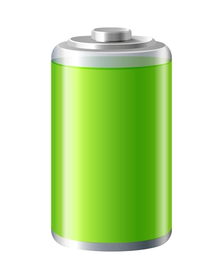 Realistic 3d battery composition with charge status energy level isolated on blank background vector illustration