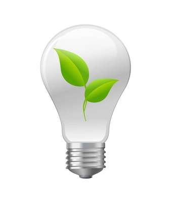 Green bio light bulb 3d realistic composition with isolated image on blank background vector illustration