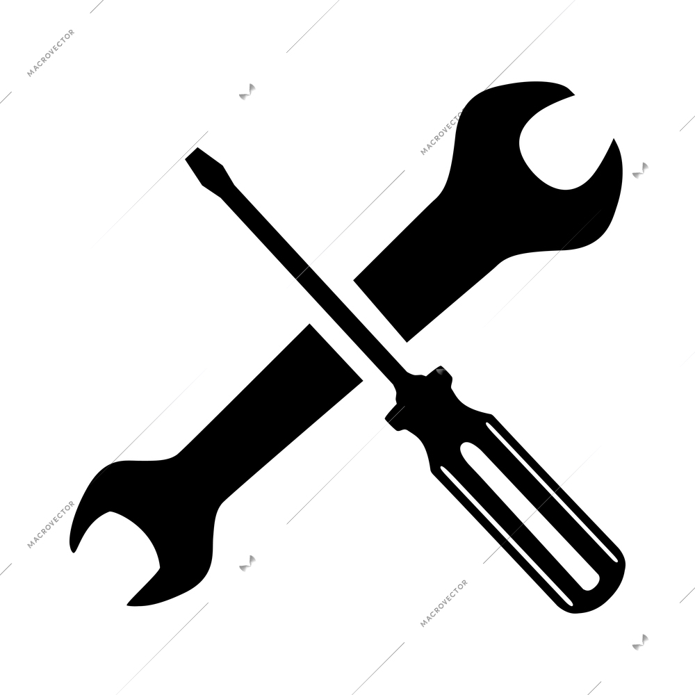 Tools black composition with isolated monochrome silhouette image of maintenance repair instrument vector illustration