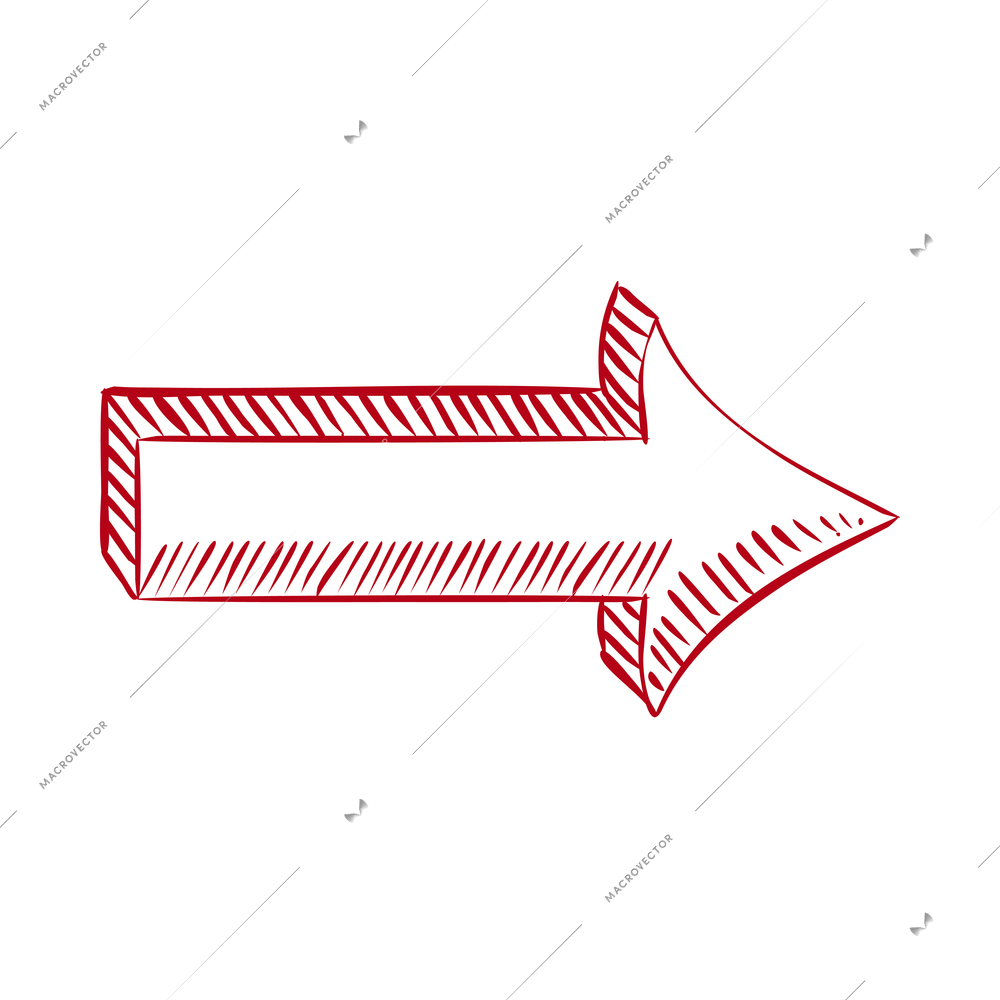Arrows sketch composition with isolated hand drawn style colorful icon of ornate arrow vector illustration