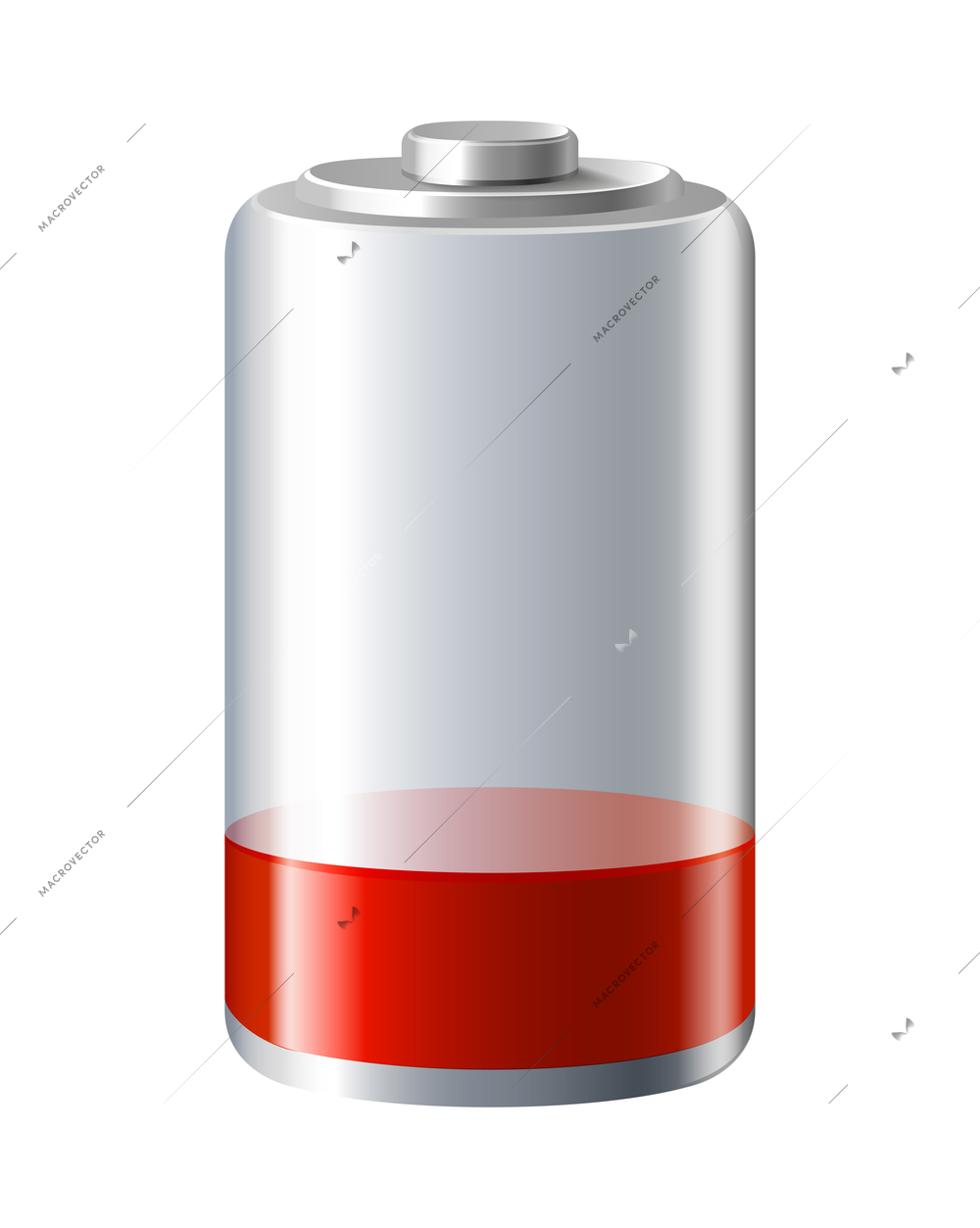 Realistic 3d battery composition with charge status energy level isolated on blank background vector illustration