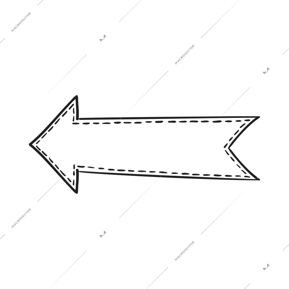 Arrows sketch composition with isolated hand drawn style black icon of ornate arrow vector illustration