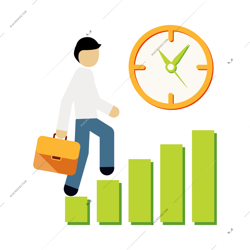 Time management color composition with isolated conceptual icon on blank background vector illustration