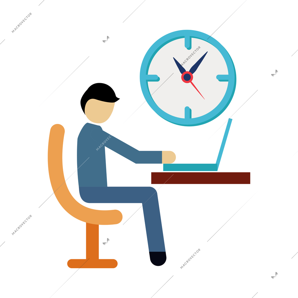 Time management color composition with isolated conceptual icon on blank background vector illustration