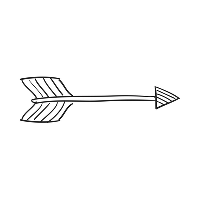 Arrows sketch composition with isolated hand drawn style black icon of ornate arrow vector illustration