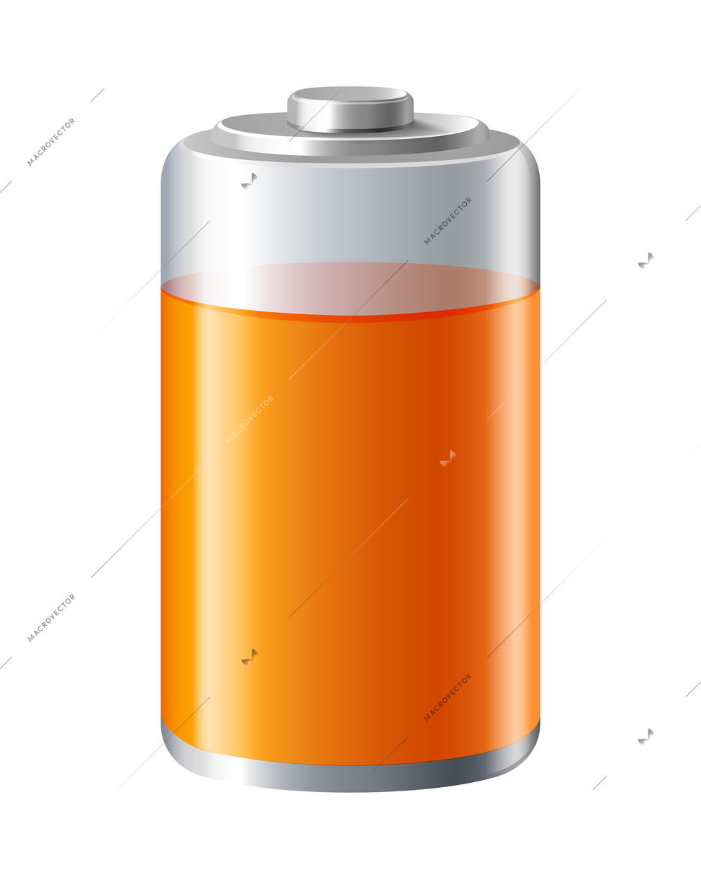 Realistic 3d battery composition with charge status energy level isolated on blank background vector illustration