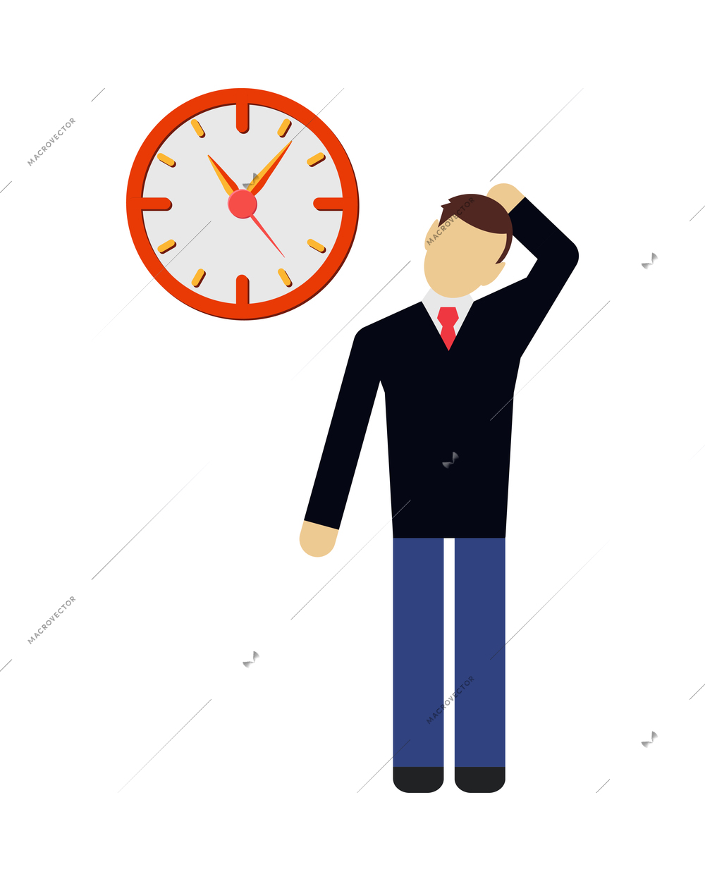 Time management color composition with isolated conceptual icon on blank background vector illustration