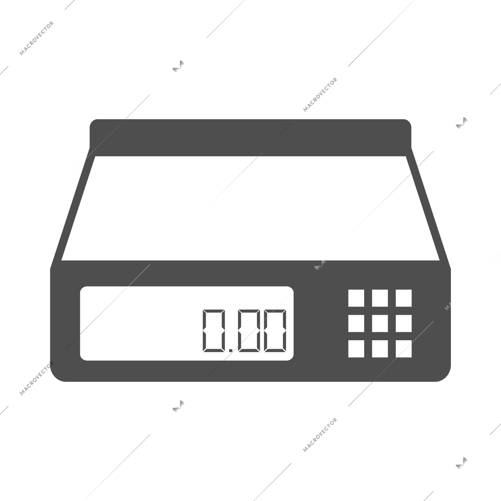 Scales weight composition with monochrome icon of measurement appliance isolated on blank background vector illustration