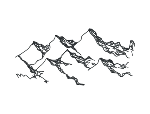 Mountain landscape doodle composition with isolated hand drawn style monochrome image vector illustration