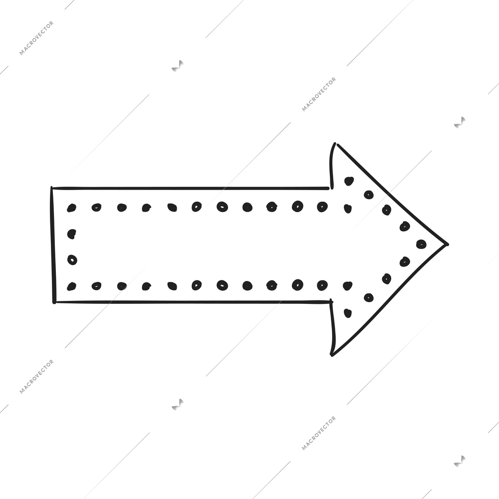 Arrows sketch composition with isolated hand drawn style black icon of ornate arrow vector illustration