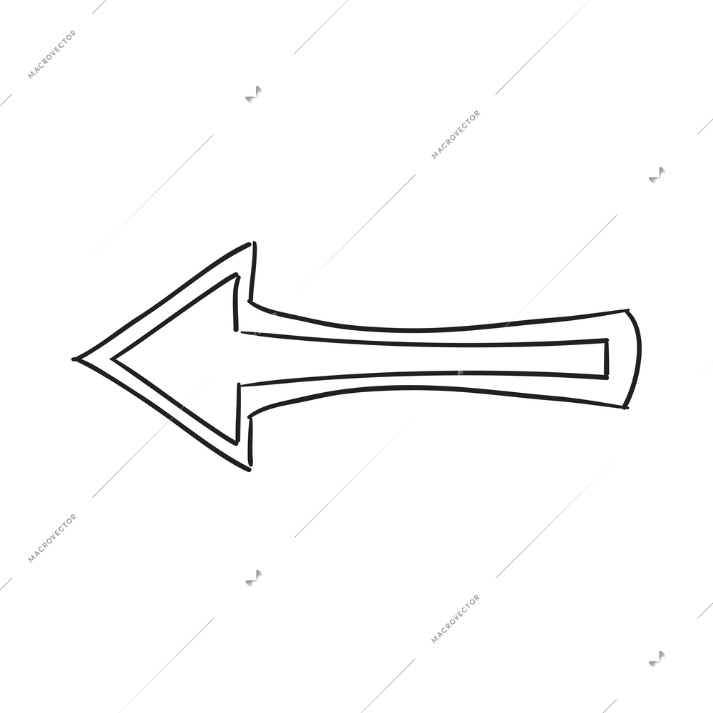 Arrows sketch composition with isolated hand drawn style black icon of ornate arrow vector illustration