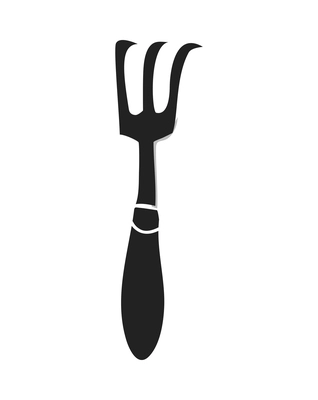 Garden tools composition with isolated black icon of gardening appliance on blank background vector illustration