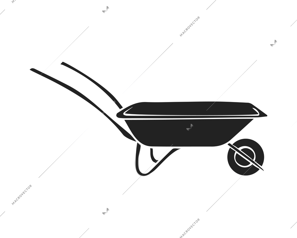 Garden tools composition with isolated black icon of gardening appliance on blank background vector illustration