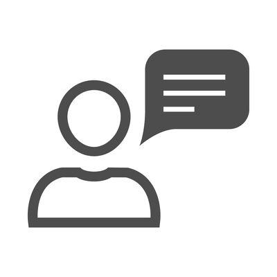 Chat composition with isolated monochrome pictogram bubble icon for internet communication vector illustration