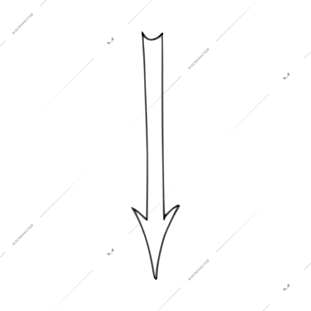 Sketch arrows composition with isolated monochrome image of hand drawn style ornate arrow vector illustration