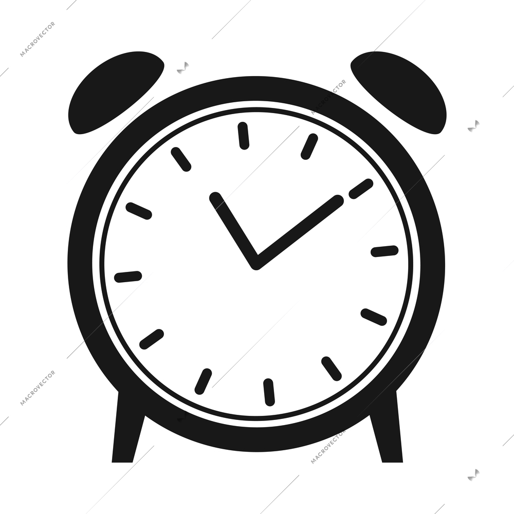 Time management monochrome composition with isolated black icon on blank background vector illustration