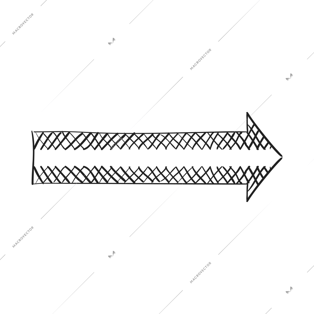 Arrows sketch composition with isolated hand drawn style black icon of ornate arrow vector illustration