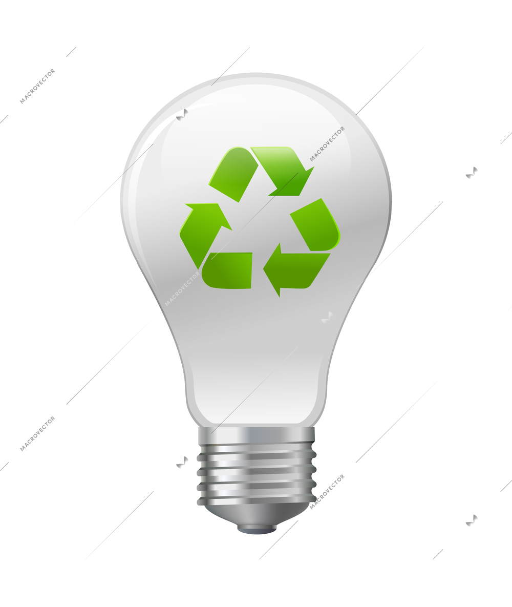 Green bio light bulb 3d realistic composition with isolated image on blank background vector illustration