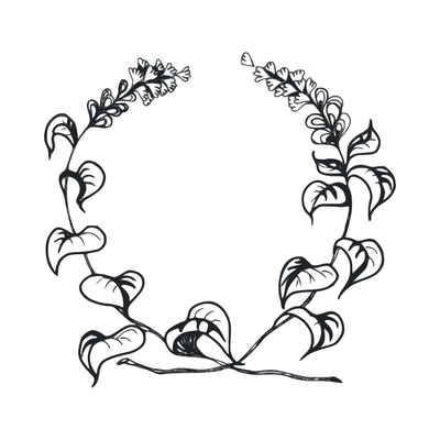 Wreaths composition with sketch hand drawn traditional winning laurel branch wreath isolated vector illustration