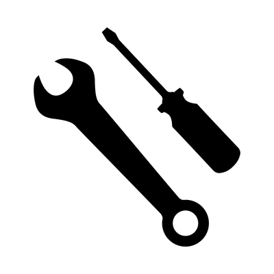 Tools black composition with isolated monochrome silhouette image of maintenance repair instrument vector illustration