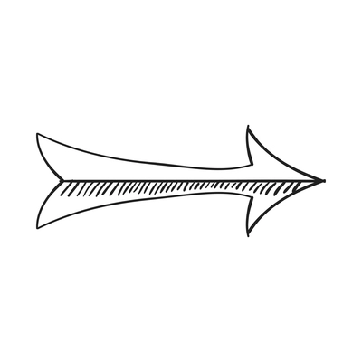 Arrows sketch composition with isolated hand drawn style black icon of ornate arrow vector illustration