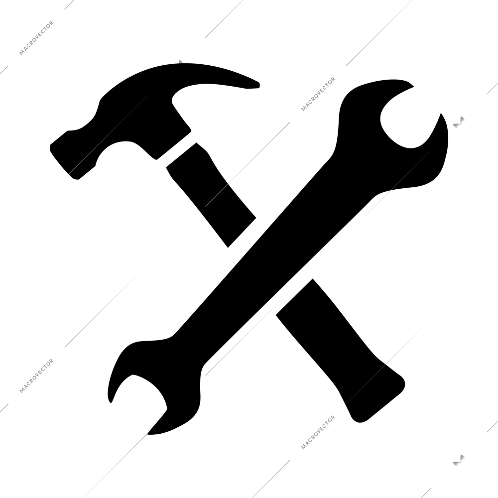 Tools black composition with isolated monochrome silhouette image of maintenance repair instrument vector illustration
