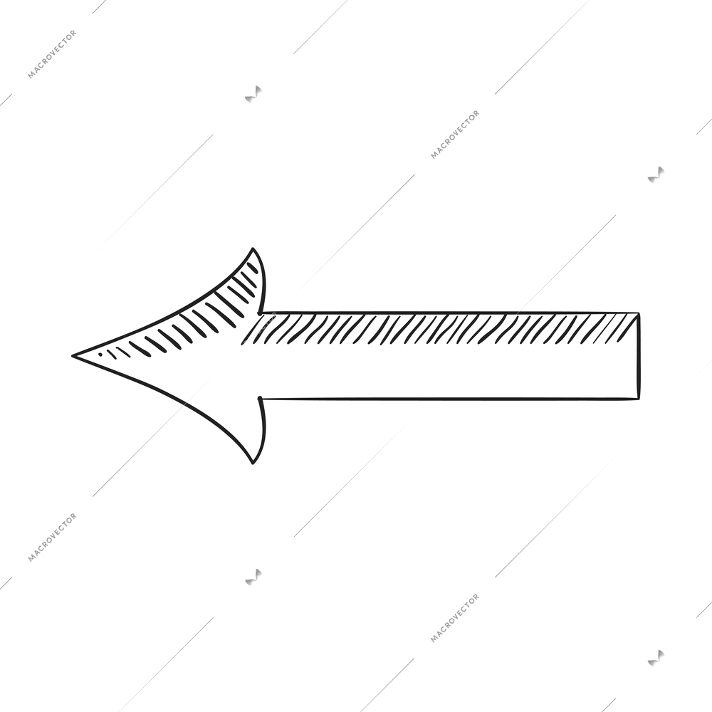 Arrows sketch composition with isolated hand drawn style black icon of ornate arrow vector illustration